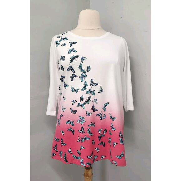 Woman Within Butterfly Print Knit Tunic Top 18/20 - Picture 1 of 12